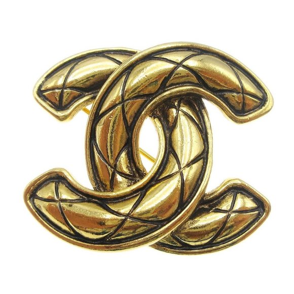 Chanel Quilted Brooch Pin Corsage Gold-plated - Picture 1 of 10